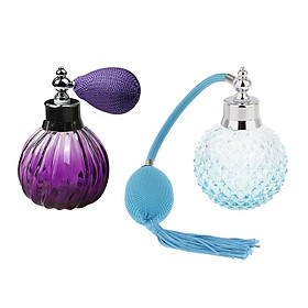 2pcs Vintage Crystal Perfume Bottle Spray Home Art Decor Lady Wedding Gifts Blue & Purple