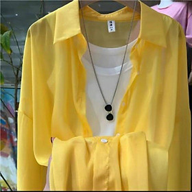 Áo sơ mi nữ dài tay voan mỏng khoác ngoài đi biển oversize nhiều màu Haint Boutique Sm202