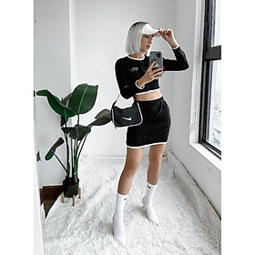 Set áo croptop thêu ngực + chân váy sexy. Hàng thiết kế. 100% ảnh thật