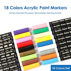 Bộ bút lông acrylic 18 màu H&B đầu ngòi siêu mảnh 0.7mm dùng cho trang trí, văn phòng phẩm