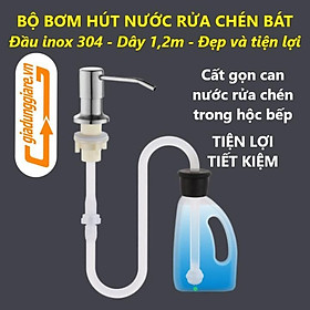 Bộ vòi xịt nước rửa chén gắn bồn rửa tự bơm hút dầu rửa bát với ống dẫn silicon dài 1,2m