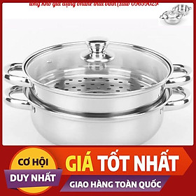 Mua Nồi Hấp 2 Tầng Kèm Lẩu Nắp Kính  kích Thước 28cm