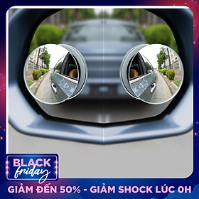 Bộ 2 Gương Lồi Tràn Viền Xoay 360 độ Gắn Cho Kính Gương Chiếu Hậu Tránh Điểm Mù Cho Xe Hơi, Xe Ô tô - Hàng Chính Hãng