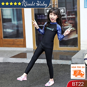 Bộ bơi chống nắng toàn thân đẹp cho bé trai và gái, đồ bơi đôi dài tay quần dài trẻ em, có size người lớn để mặc gia đình | BT22