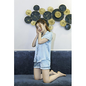Bộ Pijama lụa Hàn quốc màu xanh ngọc