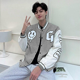 Áo Khoác Nhung Gân Tăm Bomber Jackets Thêu Logo G.O.N.Z Cúc Bấm Unisex Nam Nữ Form Rộng Ulzzang, Áo Khoác Nhung Tăm Thêu Chữ G, Áo BomBer Bóng Chày Nam Nữ Phong Cách Hàn Quốc