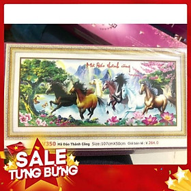 Tranh ĐÍNH ĐÁ 8 con ngựa mã đáo thành công LV350 |107x50cm| Chưa đính