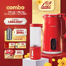 Mua  COMBO TIẾT KIỆM  Máy Xay Nấu Đa Năng 5in1 Lazychef + Máy Xay Cầm Tay 3in1 Lazychef - Hàng Chính Hãng