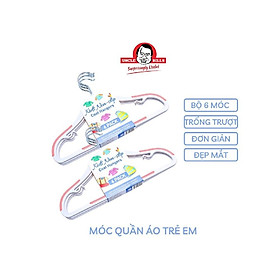 Mua Bộ 6 móc nhựa treo quần áo trẻ em màu hồng  xanh Uncle Bills BL0666 móc treo đồ trẻ em bằng nhựa cao cấp an toàn cho bé
