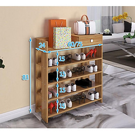 Kệ Giày Gỗ 5 Tầng MDF Có Ngăn Kéo Để Đồ Lắp Ghép Siêu Tiện Dụng - Kệ để giầy dép cao cấp đa năng