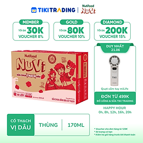 Thùng Sữa Chua Uống Có Thạch NuVi Vị Dâu 170ml (Hộp 170ml x 48) - Tăng Chiều Cao, Mắt Sáng