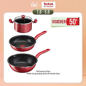 Combo Tefal So Chef Chảo chiên chống dính đáy từ G1350295 21cm, Nồi chống dính đáy từ G1354595 22cm và Chảo chiên chống dính đáy từ G1358495 24cm sâu lòng - Hàng chính hãng