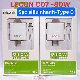 Bộ Sạc Siêu Nhanh 80W hiệu Lecun C07, chân cắm Type C, hàng chính hãng