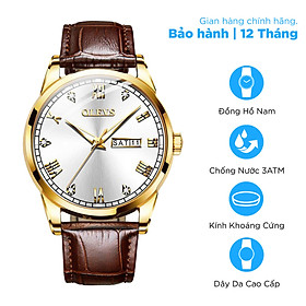 Đồng Hồ Nam OLEVS OL6602 Dây Da Siêu Nhẹ, Siêu Bền, Mặt Đồng Hồ Đính Kim Cương Nhân Tạo Làm Toát Lên Sự Đẳng Cấp , Sang Trọng , Mặt Kính Chống Trầy Xước , Chống Nước 3atm , Kiểu Dáng Năng Động, Phong Cách Lịch Lãm