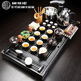 Mua Bàn trà điện thông minh giá rẻ có đủ khay bàn  bếp pha trà  ấm chén sứ lòng trắng chữ thư pháp - Mã V24015