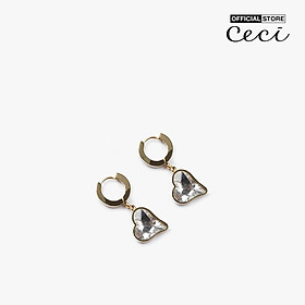 CECI - Khuyên tai nữ khoen tròn dáng thả phối đá trái tim thời trang CC1-09000099