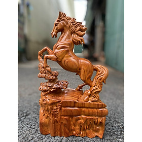 Tượng con ngựa phong thủy bằng gỗ hương đá kt cao 40×23×7cm 