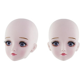 2 Pieces 1 3 Scale Dolls Head Mold with Eye Balls Practice Training Head Sculpt for BJD Dolls