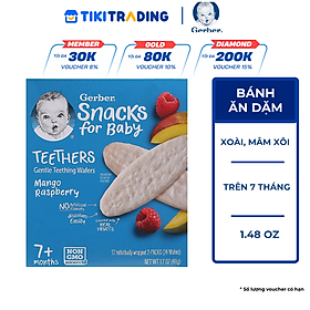 Bánh ăn dặm Gerber vị Xoài, Mâm Xôi 48g cho trẻ trên 7 tháng tuổi
