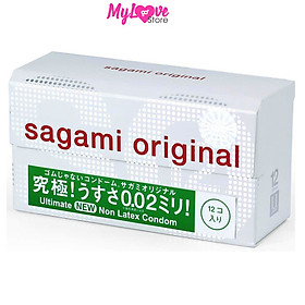 Bao cao su Sagami Original Siêu Mỏng 0,02 mm Hộp 12 Chiếc Nhật Bản 