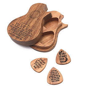 Guitar Accessories Wood Guitar Pick Wooden Guitar Pick Box and Picks Guitar Pick Plectrum Storage Box One Box + Three