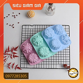 Khuôn silicon làm bánh trung thu hình 4 bông hoa nhỏ - Dụng cụ làm bánh