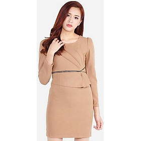 Đầm ôm tay dài phối khóa eo The One Fashion DDC03NA