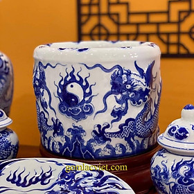 Mua Bát hương nhang vẽ rồng men lam gốm bát tràng