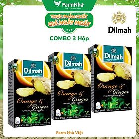 (Combo 3 Hộp) Trà Dilmah Orange & Ginger Vị Cam Gừng túi lọc 30g 20 túi x 1.5g - Tinh hoa trà Sri Lanka