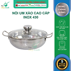 Mua Nồi lẩu um xào 3 đáy inox 430 Fivestar bếp từ nắp kính tặng 5 muỗng ăn inox ( 24cm / 26cm / 28cm )
