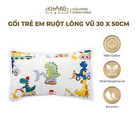 Gối Trẻ Em Ruột Lông Vũ Cao Cấp Khang Home - An Toàn Êm Ái Và Thoáng Mát Cho Bé - Size 30x50cm