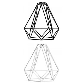 Vintage Metal Diamond Loft Pendant Ceiling Light Lamp Bulb Cage White+Black