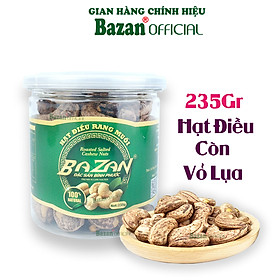 Hạt điều rang muối Bazan Bình Phước nguyên hạt dinh dưỡng A+ loại 1 hộp 235g nắp bật còn vỏ lụa