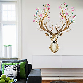 Decal dán tường trang trí Hươu Sừng Hoa - Queen Deer