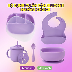 Bộ Ăn Dặm Cho Bé Thương Hiệu Mama s Choice, Combo Ăn Dặm Bát-Khay-Yếm-Thìa