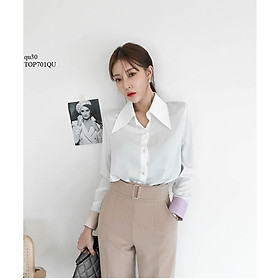 TOP618 ÁO SƠ MI NỮ PHỐI MÀU LẠ MẮT