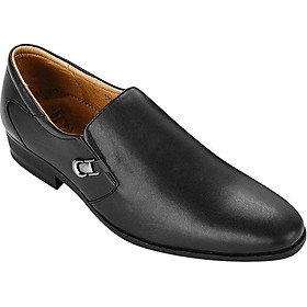 Giày tây nam da bò đế cao su mũi nhọn SUNPOLO SKT119 phiên bản đen