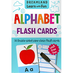 Learn with Fun – Flash Cards Alphabet – 30 Double Sided Wipe Clean Flash Cards For Kids (With Free Pen) (Flash Cards Bảng Chữ Cái – 30 Flash Cards Cho Trẻ Em (Kèm Theo Bút))