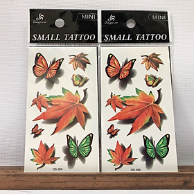 Combo 2 hình xăm dán tattoo đặc biệt chủ đề hoa bướm mùa xuân 10x6cm- phù hợp vị trí ở tay, chân, đùi, ngực, vai, l