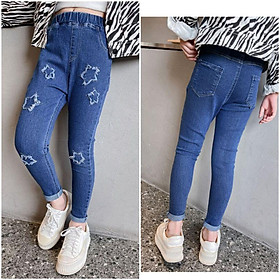 (Mới về)Quần jeans mềm co dãn size đại cho bé gái 24-35kg