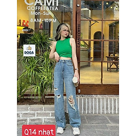 Quần Baggy Jean DOGA Q14 Chất Liệu Cotton Denim Thiết Kế Hàn Quốc Phong Cách Cá Tính