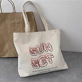 Túi tote vải canvas đi học đẹp in chữ SUNSET 3D phong cách Hàn Quốc TO03P