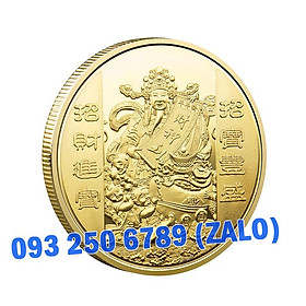Hình ảnh Đồng xu Thần Tài Phong thủy tài lộc may mắn , tặng kèm túi gấm đỏ, Tiền lì xì tết 2023 , NELI