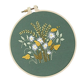 DIY Ribbon Flower Embroidery Set Starter Frame Cross Stitch for Beginner Needlework Kit Art Craft Sewing Accessories