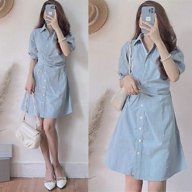 Váy sơ mi form rộng kẻ dáng suông xẻ tà ĐẦM SƠ MI KẺ XỐP ULZZANG  Shopee  Việt Nam