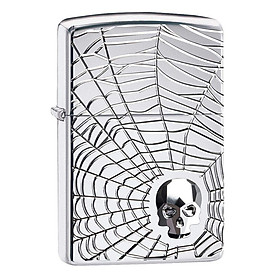 Bật Lửa Zippo 29931 – Zippo Armor Spider Web Skull Design Swarovski High Polish Chrome