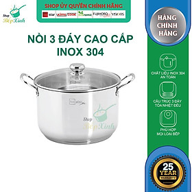 Mua Nồi luộc gà inox 304 cao cấp Fivestar Plus 28cm / 30cm nắp kính 3 đáy dùng được mọi loại bếp