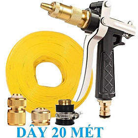 Mua Bộ dây vòi xịt nước rửa xe  tưới cây . tăng áp 3 lần  loại 20m 206236 đầu đồng cút đồng+ tặng đai