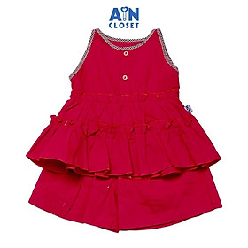 Hình ảnh Review Bộ quần áo ngắn họa tiết Nhún đỏ viền caro cotton - AICDBGRHCO0R - AIN Closet