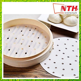 Set 100 tờ giấy nến đục lỗ cho xửng hấp, nướng chống dính